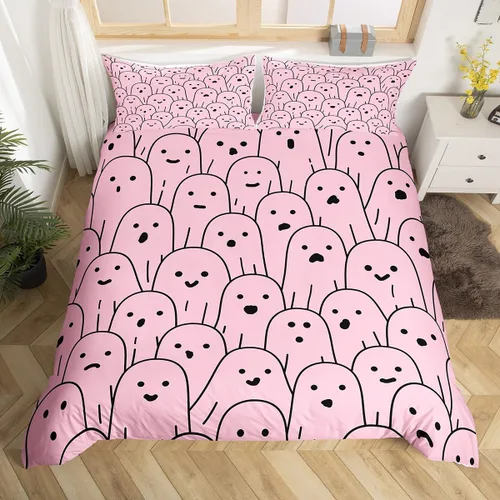 Vista 30 de Funda de edredón con diseño de murciélago, juego de ropa de cama de murciélago negro y naranja, funda de edredón temática de Halloween