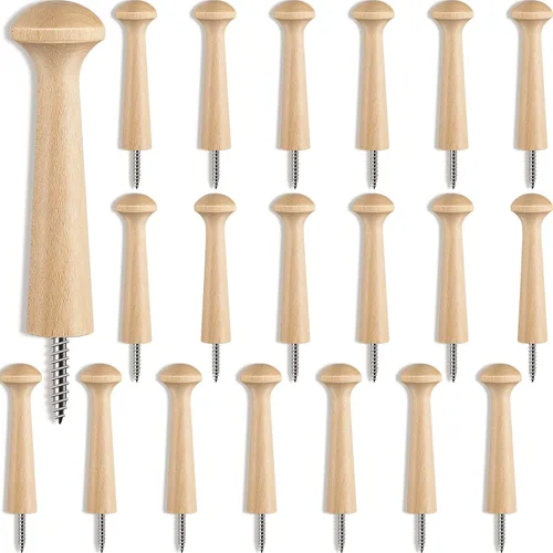 Vista 9 de 10 piezas de clavijas de madera para coctelera con tornillos de 3.62 pulgadas de largo, estantes de madera sin acabar para colgar ropa, sombreros