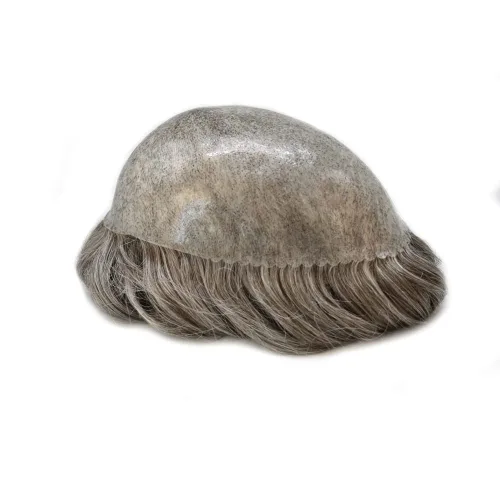 Vista 141 de Toupee para hombre 100% cabello humano real tupé para hombres 0.004 in piel de poliuretano para hombre, sistema de reemplazo de piezas de pelo