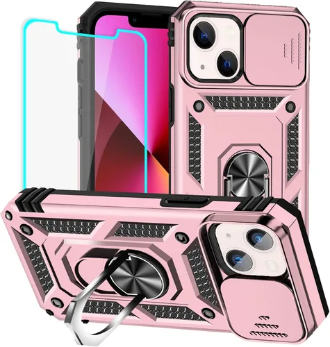 Vista 26 de HNHYGETE Funda para iPhone 12 Pro Max con protector de pantalla: [grado militar de 20 pies probada en caídas] Funda protectora para cámara Negro