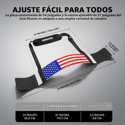 Vista 5 de DMoose Fitness Brazo Blaster para bíceps y tríceps – Aluminio resistente, acolchado suave para el cuello y correas ajustables – Soporte de rizo