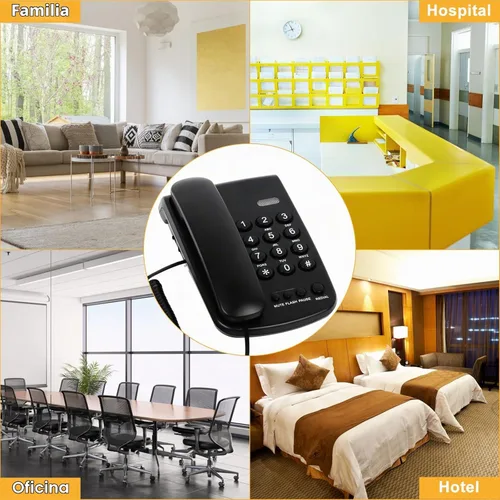 Vista 7 de Teléfono con cable Uvital para teléfonos fijos, teléfono fijo negro