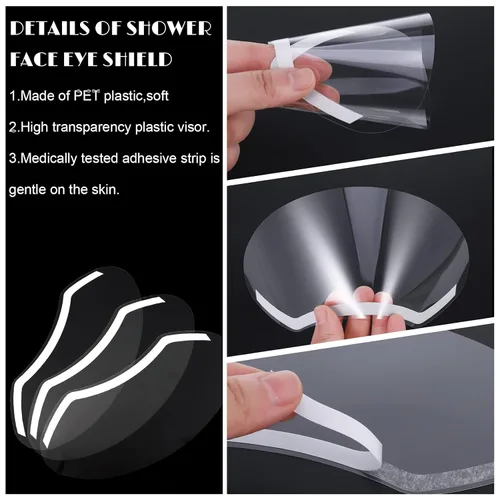 Vista 4 de Protector facial transparente, paquete de 50, protector de ojos de plástico para microblading, maquillaje permanente, extensiones de pestañas