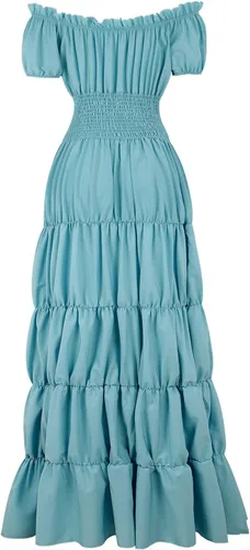 Vista 3 de Lehauya Disfraces renacentistas medievales para mujer, pirata, campesina, estilo bohemio, camisola con cintura fruncida, vestido