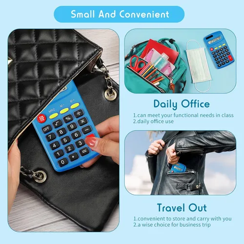 Vista 5 de Youyole Calculadora de bolsillo de 20 piezas a granel solar para calcular básica, mini calculadora de doble potencia de 10 funciones, pequeña