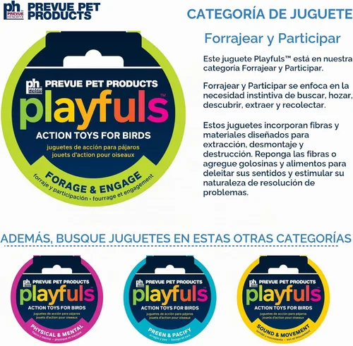 Vista 5 de Prevue Pet Products Juguete para llevar, juguetes para pájaros de forraje y participación, accesorios de jaula para loros, conures, cacatúas