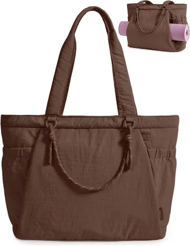 Vista 11 de BAGSMART Bolsa de yoga y pilates para mujer con asas, bolsa de gimnasio Rosa bebé