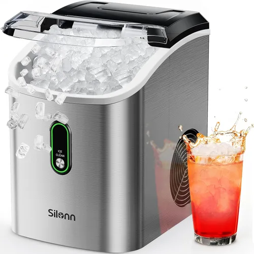 Vista 19 de Silonn Nugget - Máquina de hielo para encimera, hielo de caída automática Acero inoxidable