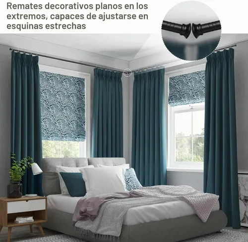 Vista 7 de Barras de cortina para ventanas de 28 a 50 pulgadas, juego de barras de cortina resistentes de 5/8 pulgadas, barras decorativas para cortinas