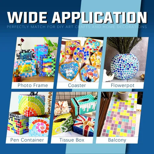 Vista 8 de Swpeet Azulejos de mosaico de vidrio de 2 libras, vitrales para manualidades, colores y patrones mezclados, mezcla de azul y azul marino