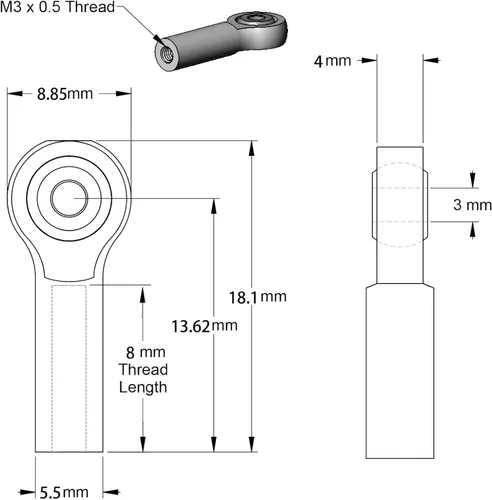 Vista 2 de [20 piezas] M3 RC, extremos de varilla de rótula M3 de aleación de aluminio CNC con bola de cobre chapada en oro, extremos de enlace de precisión