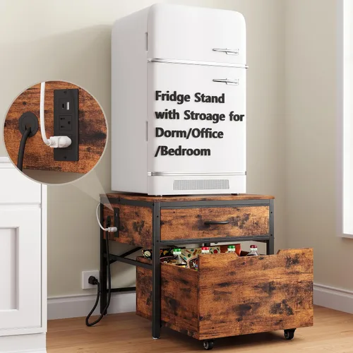 Vista 16 de Soporte para Mini Nevera, Estación de Gabinete de Barra de Café con Espacio de Almacenamiento para Insertar Refrigerador Pequeño, Organizador