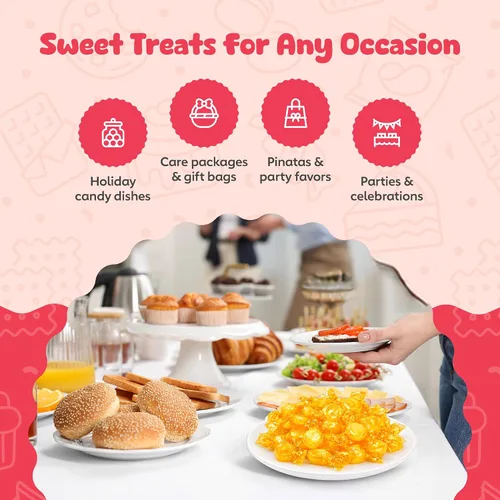 Vista 5 de Caramelo duro Butterscotch – 6 libras a granel – Caramelos amarillos escoceses envueltos individualmente – 450 piezas