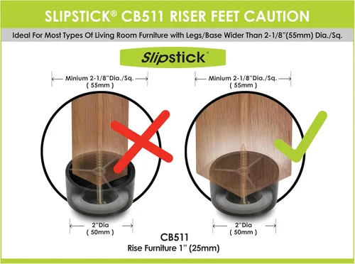 Vista 8 de Slipstick CB511 Protectores para patas de muebles, para no dañar el piso, de 1 pulgada de alto, con hule antiderrapante. Juego de 4