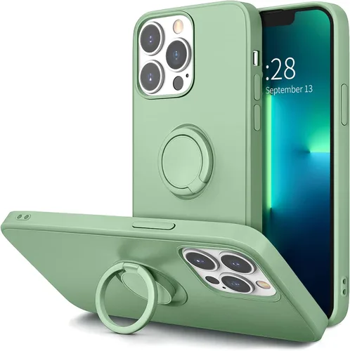 Vista 8 de Hython Funda para iPhone 13 Pro Max con soporte de anillo [soporte de anillo giratorio de 360° con soporte magnético] [forro de microfibra suave]