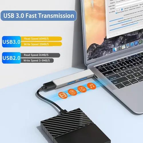 Vista 4 de USB 3.0 Hub, VIENON Aluminium 3-Port USB Hub USB Splitter USB Expander for Laptop, Xbox, Flash Drive, HDD, Console, Printer, Camera,Keyborad, Mouse