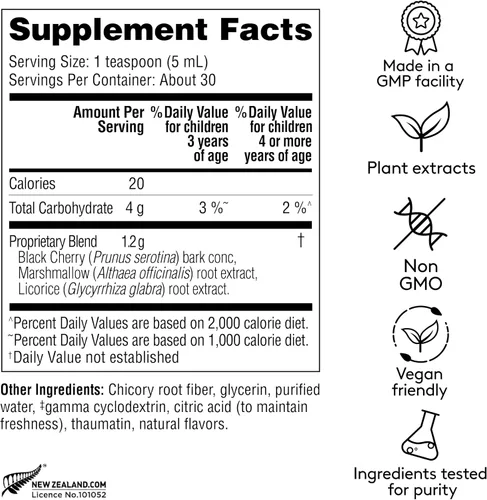 Vista 2 de Jarabe Herbal Nocturno para el Pecho Infantil, Apoyo para el Sueño Nocturno para Aliviar la Garganta y el Pecho, con Corteza de Cereza Silvestre