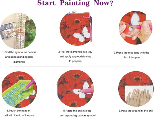 Vista 5 de LVIITIS Kit de pintura de diamantes para adultos principiantes, kit de puntos artísticos de diamantes 5D para adultos, pintura con gemas