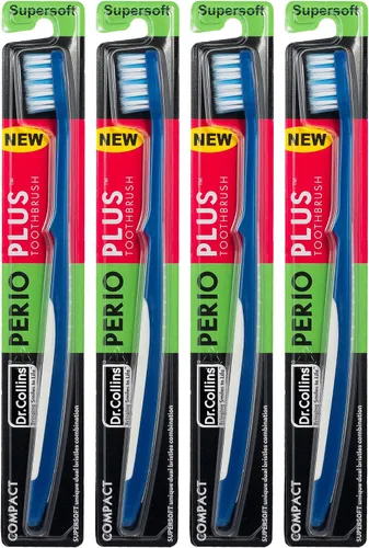 Vista 8 de Dr. Collins Perio Plus - Cepillo de dientes compacto, (los colores varían) (paquete de 3)