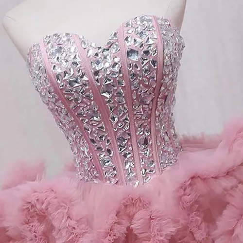 Vista 2 de Vestidos de tul para fiesta de exalumnos, vestidos brillantes de quinceañera, vestido de baile corto de cóctel, vestidos de graduación para jóvenes