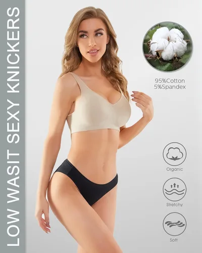 Vista 2 de YADIFEN Paquete de 510 ropa interior de algodón para mujer, bragas hipster, bragas bajas, bikini