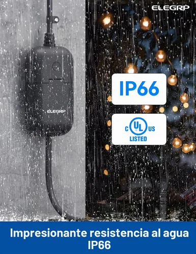 Vista 2 de ELEGRP PQR11 Enchufe inteligente para exteriores con regulador de intensidad impermeable IP66, enchufe WiFi inteligente compatible con Alexa