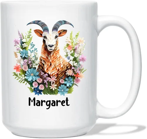 Vista 22 de Taza de café blanca personalizada con nombre de amante de escarabajos, taza de café personalizada de origami de 11 15 onzas, taza de café floral