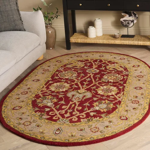 Vista 65 de SAFAVIEH Colección Antigüedades - Alfombra de 6' redonda, marrón y verde, hecha a mano, diseño oriental tradicional de lana, ideal para áreas