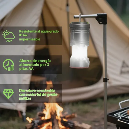 Vista 6 de Lichamp Linterna LED plegable para campamento, linterna LED portátil, ligera, impermeable, 4 modos de luz, kits de supervivencia para interiores