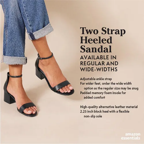 Vista 9 de Amazon Essentials Women's Two Strap Heeled Sandals with Adjustable Ankle Strap, Padded Memory Foam Insole Beige