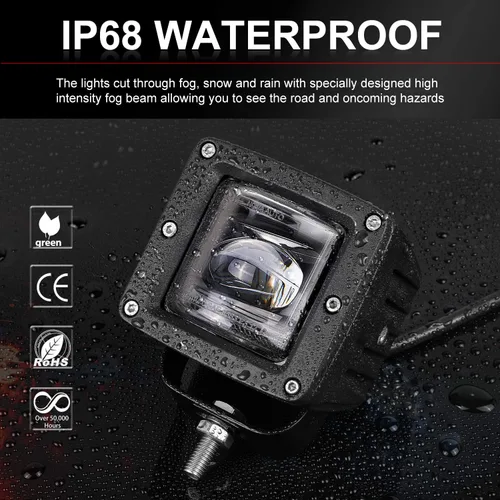 Vista 8 de Wayup - Luces antiniebla SAE, luces LED de 3 pulgadas, aprobadas por DOT, cuadrados, cuadrados, cuadrados, para camión, Wrangler JK, JL, F150, Ram