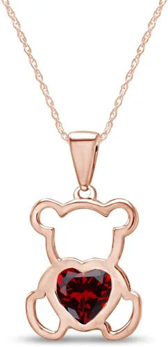 Vista 15 de Collar con colgante de oso de peluche con piedra natal para mujer Simulated Alexandrite