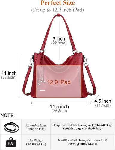 Vista 6 de Over Earth Bolsos de cuero suave para mujer, bolso de hombro tipo hobo grande