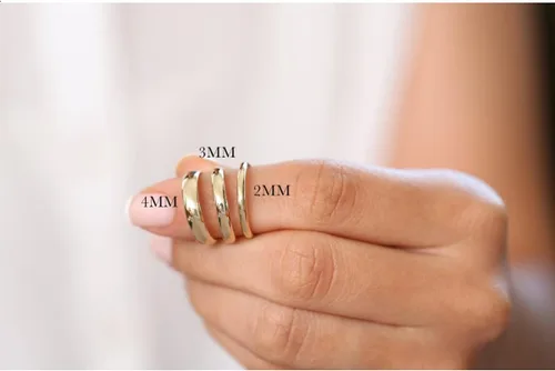 Vista 8 de Anillos de pulgar de 14 quilates para mujer, anillos apilables chapados en oro de 0.079 in, 0.118 in, 0.157 in, 0.236 in, banda fina de oro
