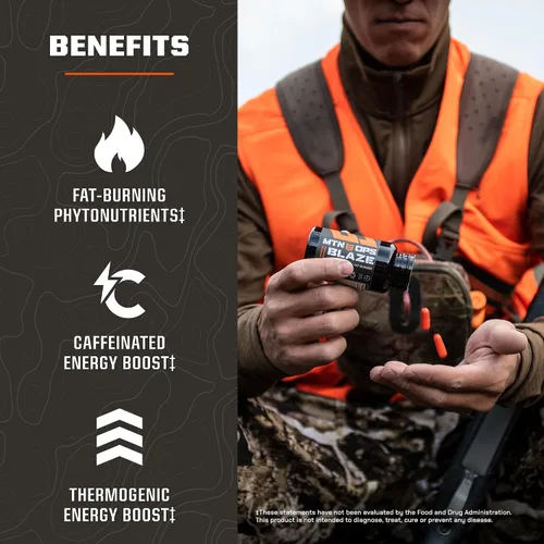 Vista 3 de MTN OPS Quemador de grasa Blaze y potenciador termogénico del metabolismo para pérdida de peso, 210 mg de cafeína por porción pastillas de cafeína