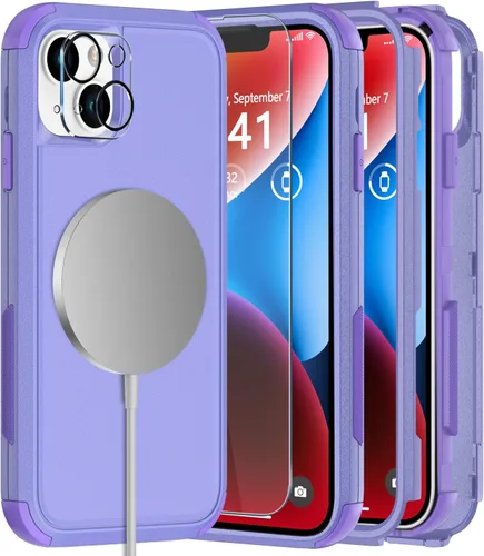 Vista 13 de Diverbox Funda para iPhone 14 [a prueba de golpes] [a prueba de caídas] [protector de pantalla de vidrio templado], funda de protección resistente