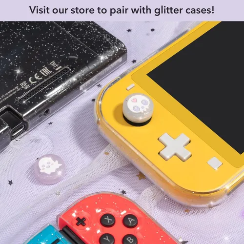 Vista 5 de BelugaDesign Ghost Thumb Grips Tapas de botón de agarre con purpurina gótica de Halloween Compatible con Nintendo Switch Standard Lite OLED