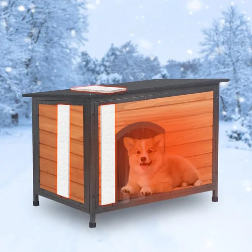 Vista 9 de FunXplore Casa para perros al aire libre, resistente a la intemperie, 34.3 pulgadas de largo, a prueba de masticación, para perros pequeños