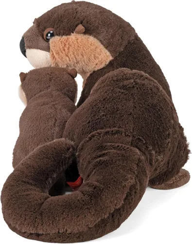 Vista 4 de Wild Republic Mom and Baby River Nutria, animal de peluche, 12 pulgadas, regalo para niños, juguete de peluche, botellas de agua recicladas