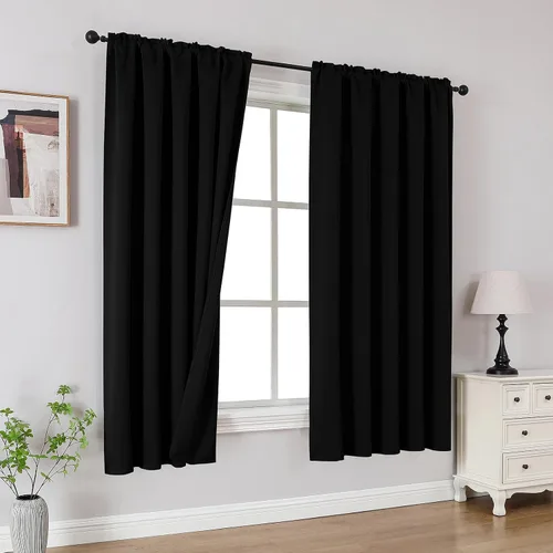 Vista 22 de CUCRAF Cortinas Opacas Beige de 45 Pulgadas, con Aislamiento Térmico Reductor de Ruido con Bolsillo para Barra, Cortinas de Ventana para Dormitorio