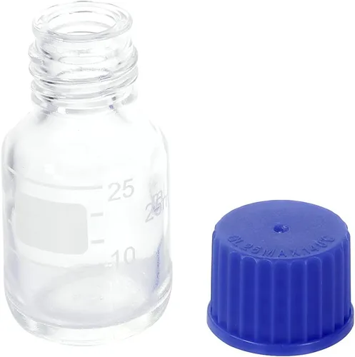 Vista 5 de Moonetto 10 botellas de vidrio redondas graduadas de 0.8 fl oz para medios de comunicación/almacenamiento con solvente con tapón de rosca