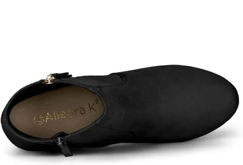 Vista 5 de Allegra K Botines de tacón grueso con cremallera lateral para mujer