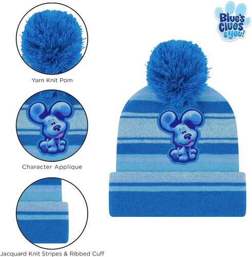 Vista 4 de Nickelodeon Conjunto de gorro y manoplas de invierno para niños gorro azul para niños de 2 a 4 años Juego de bufanda