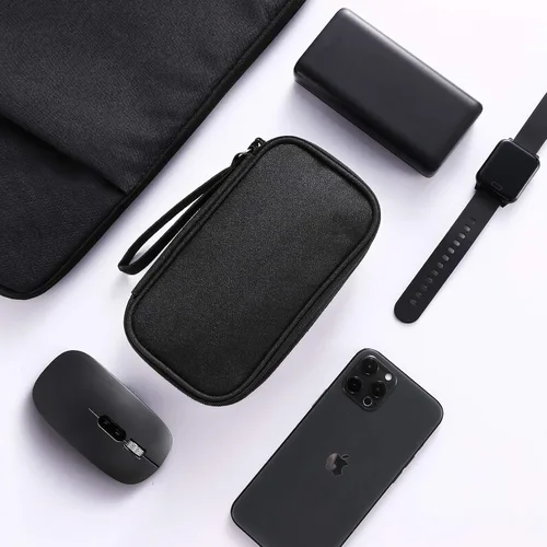 Vista 6 de Bevegekos Kit de tecnología de viaje, bolsa organizadora de transporte universal para pequeños dispositivos electrónicos y accesorios, resistente al
