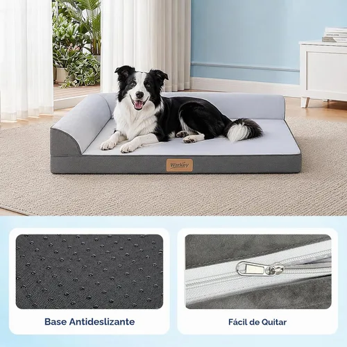 Vista 5 de Cama refrescante para perros grandes, cama ortopédica para perros con alfombrilla de gel refrescante, funda lavable extraíble, forro impermeable