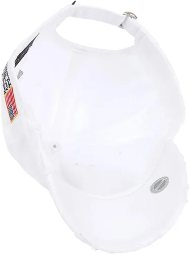 Vista 6 de Flipper Mini parche lateral de la bandera estadounidense de la NASA, sin construir, estilo vintage, con agujeros rasgados, de algodón lavado, gorra