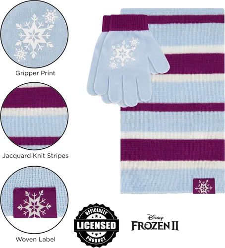 Vista 5 de Disney - Juego de gorro de invierno para niñas bufanda y guantes para niños pequeños 2-4 o Frozen Elsa Anna sombrero bufandas y guantes para niños