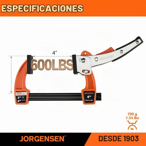 Vista 8 de Jorgensen Juego de abrazaderas de barra de 4 pulgadas, abrazadera de barra de trinquete para carpintería, abrazadera de engranaje de liberación