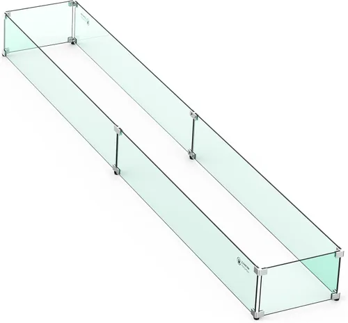 Vista 8 de Skyflame Protector de viento de vidrio para hoguera, 36" x 11.5" Parabrisas de vidrio templado que se ajusta a sartenes quemadoras de hoguera