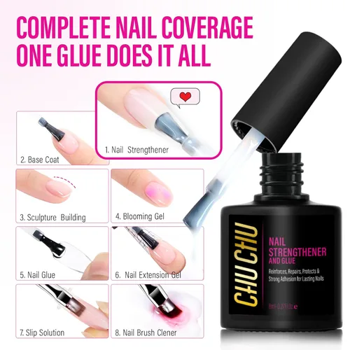 Vista 4 de CHUCHU Fortalecedor de uñas y reparación para mujeres: endurecedor extra fuerte blanco lechoso y tratamiento de crecimiento para pelar uñas finas